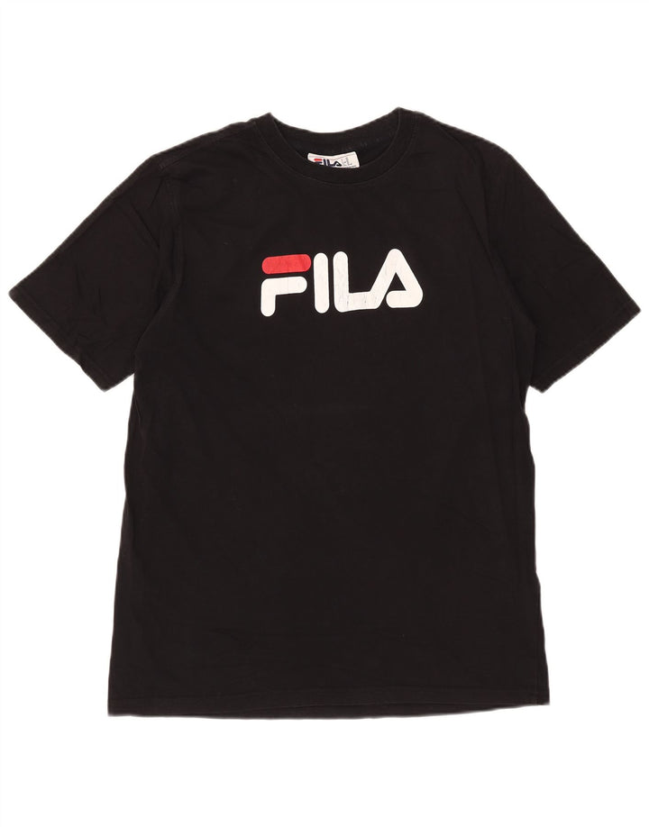 Fila Herre Grafisk T-Shirt Top Medium Sort Bomuld