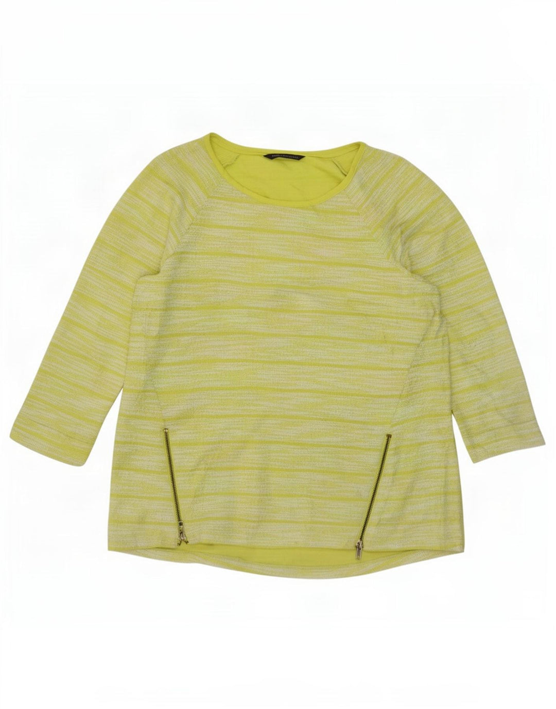 Marks & Spencer Dame Top 3/4 ærmet UK 14 Stor grøn stribet polyester