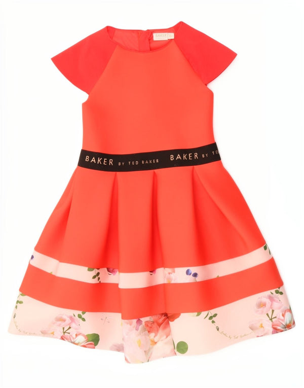 Ted Baker Girls A-Line Kjole 9-10 År Rød Blomster Polyester Blomst