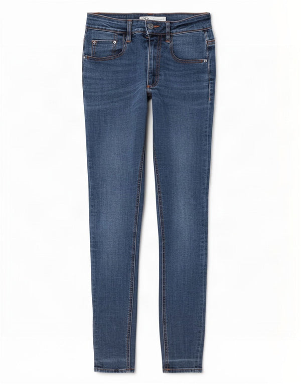 Zara Dame High Rise Skinny Jeans EU 36 XS W26 L2 Blå