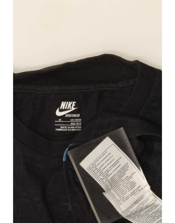 Nike Boys abstrakt mønster T-shirt Top 10-11 år Medium Sort bomuld