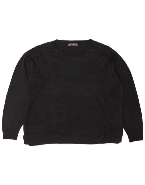 Marks & Spencer dame sweater med rund hals DK 22 3XL sort akryl