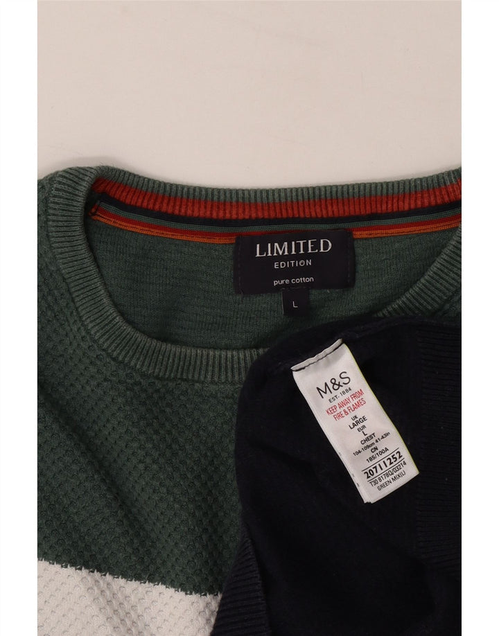 Marks & Spencer Herre sweater med rund hals, stor marineblå farveblok