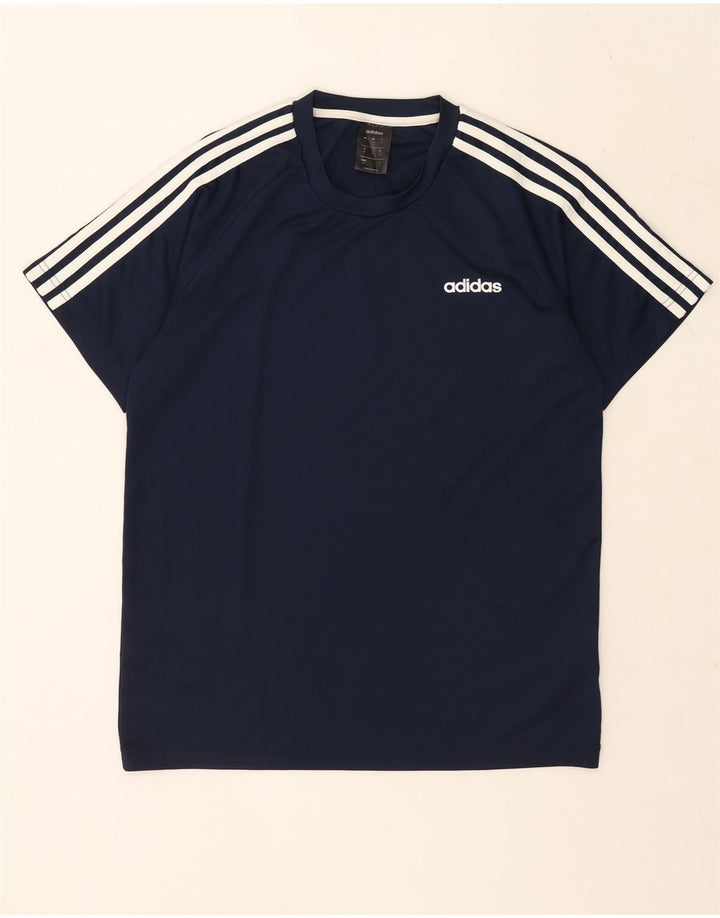 ADIDAS Herre Climalite T-Shirt Top Medium Marineblå Polyester