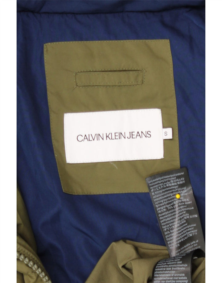 Calvin Klein Jeans Herre hættepolstret jakke UK 36 Small Khaki Polyester