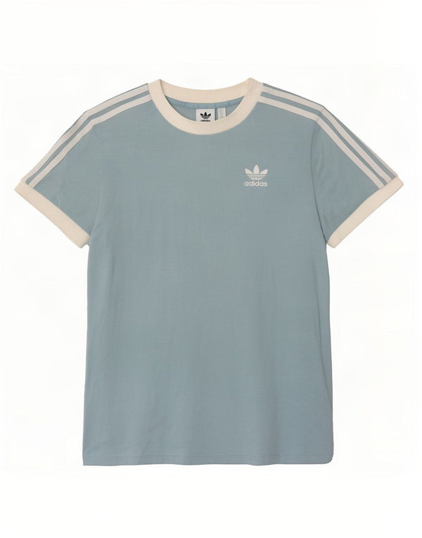 Adidas Dame T-Shirt Top UK 6 XS Blå Colourblock Bomuld
