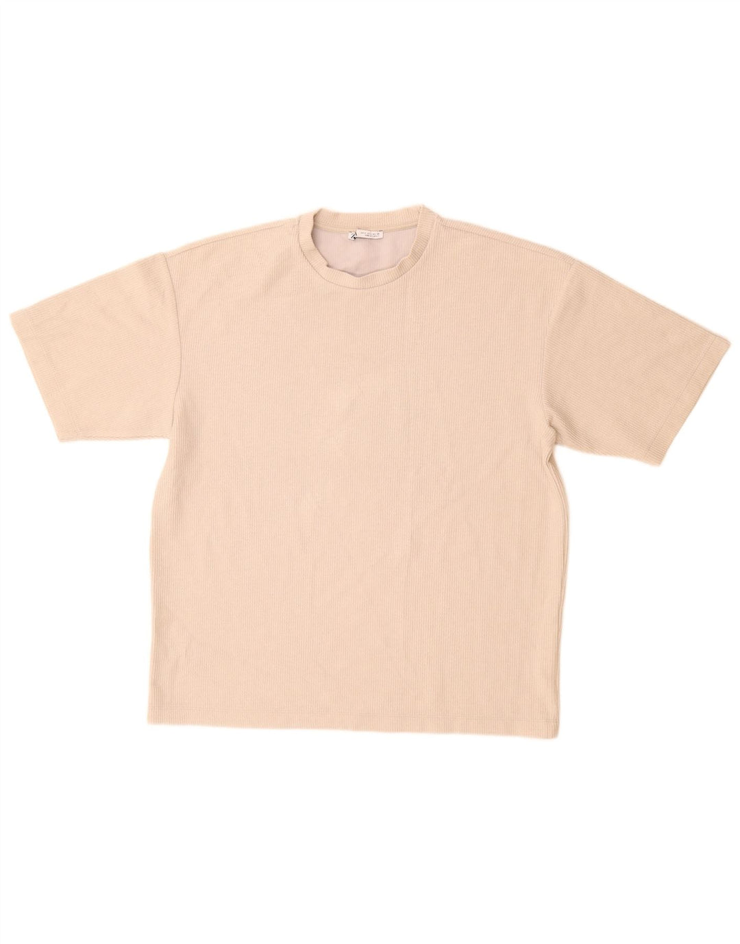 Zara Herre T-Shirt Top Lille Beige Bomuld