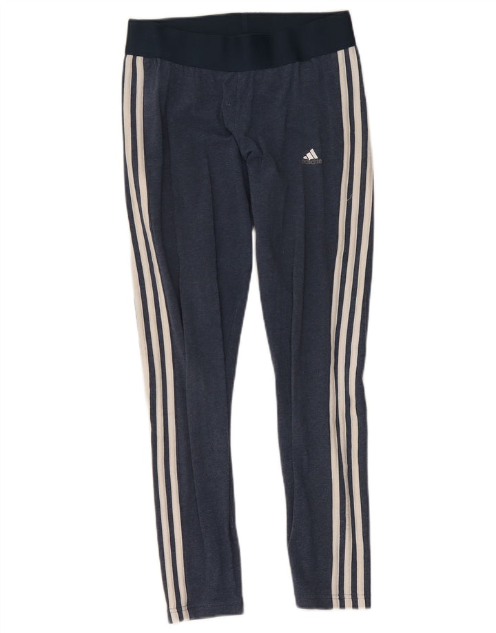 Adidas Dame Leggings UK 12/14 Medium Navy Blue Bomuld