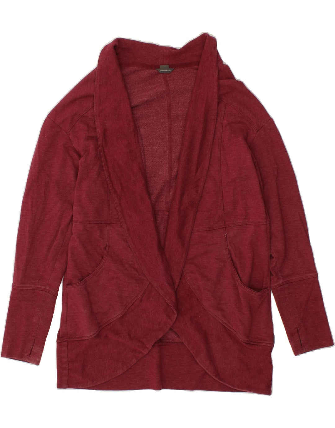 EDDIE BAUER Womens Cardigan Sweater UK 14 Medium Burgundy Cotton Vintage Eddie Bauer and Second-Hand Eddie Bauer from Messina Hembry 