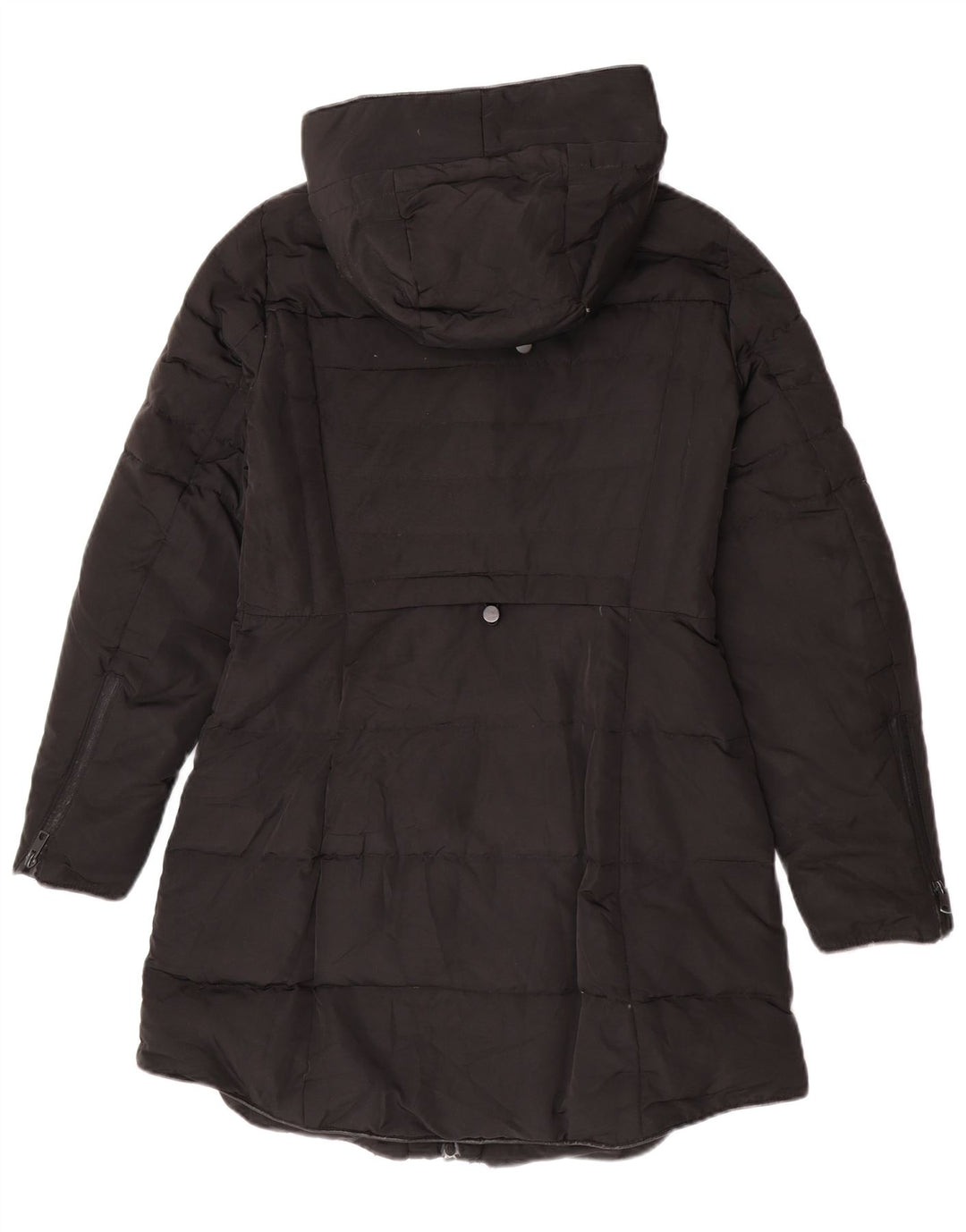 Zara Dame Hætte Polstret Frakke UK 14 Medium Sort