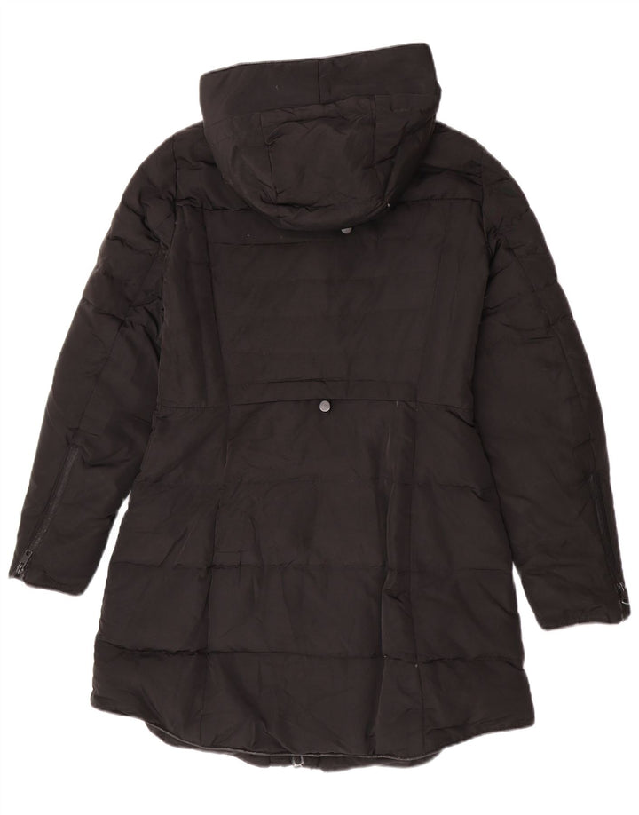 Zara Dame Hætte Polstret Frakke UK 14 Medium Sort