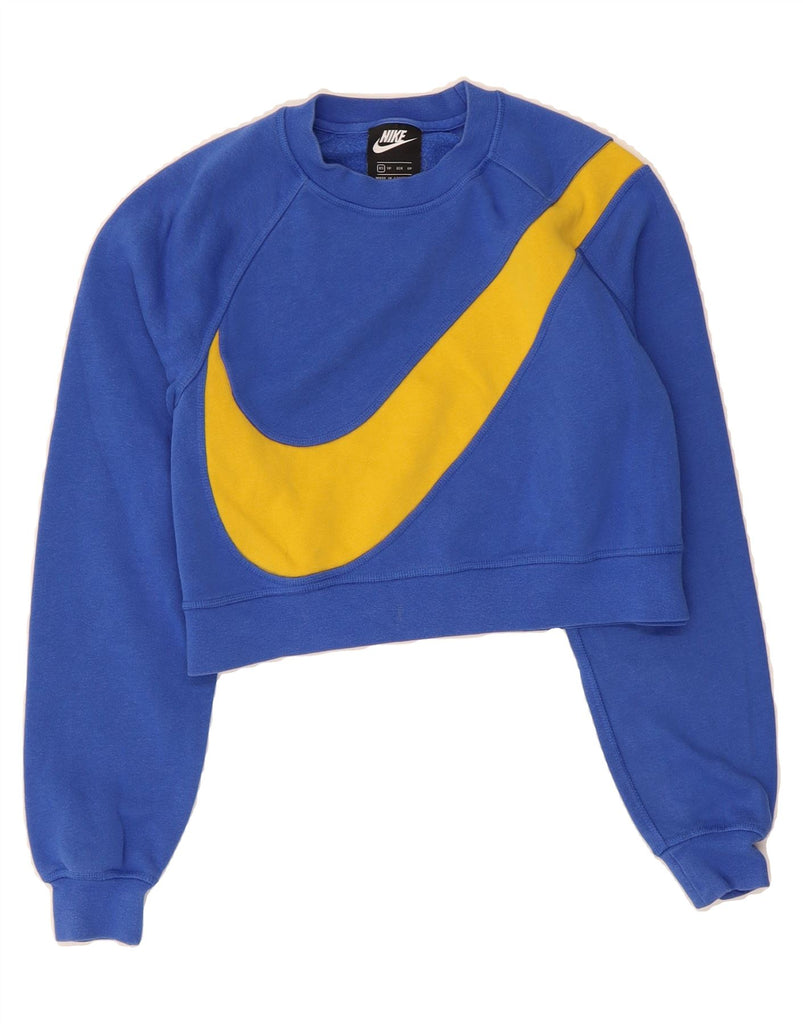 NIKE Womens Oversized Graphic Sweatshirt Jumper UK 6 XS Blue Vintage Nike and Second-Hand Nike from Messina Hembry 
