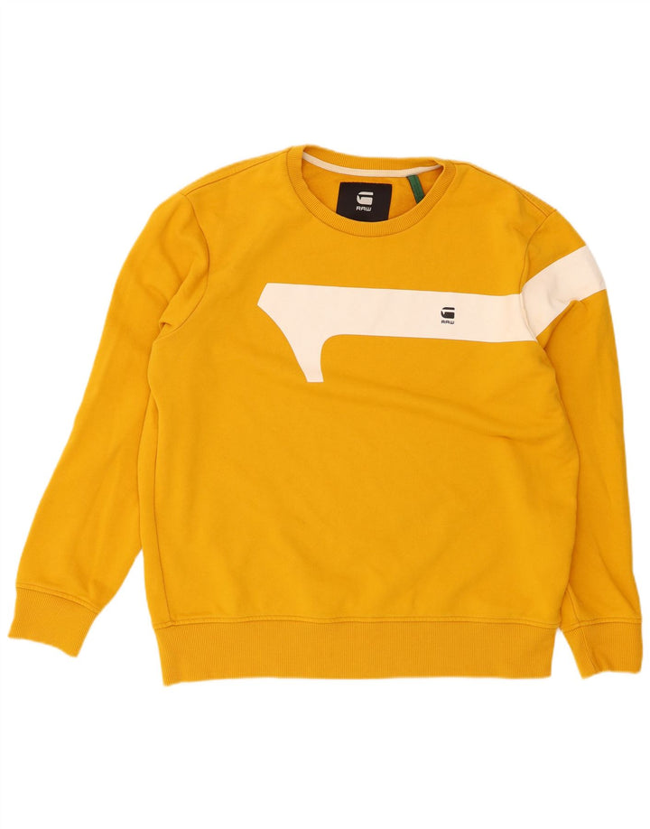 G-Star Herre Sweatshirt Jumper XL Gul Colourblock Bomuld