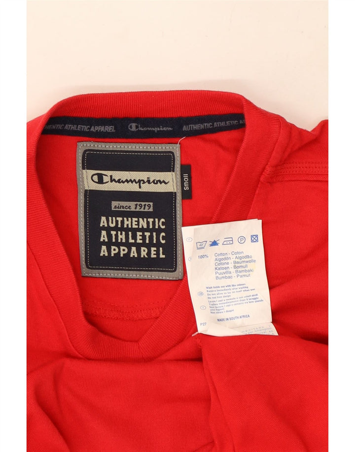 Champion Herre T-Shirt Top Lille Rød Bomuld