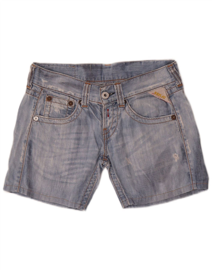 Replay Dame Denim Shorts W27 Små Blå Bomuld