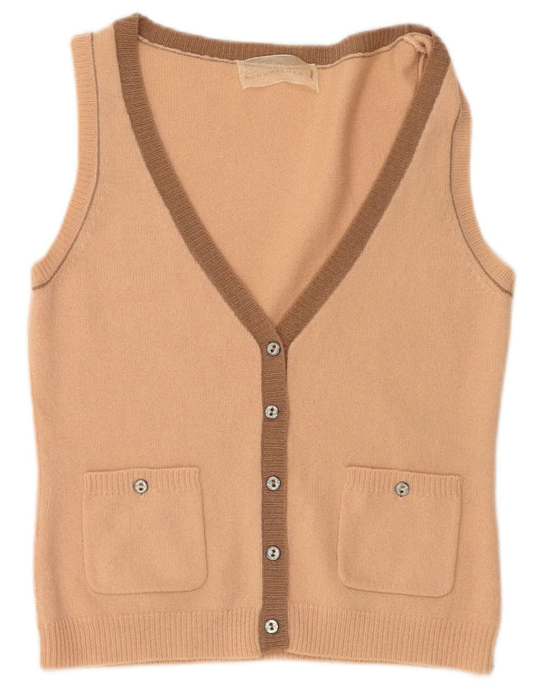 SCHUMACHER Womens Crop Ærmeløs cardigantrøje UK 14 Large Pink Uld