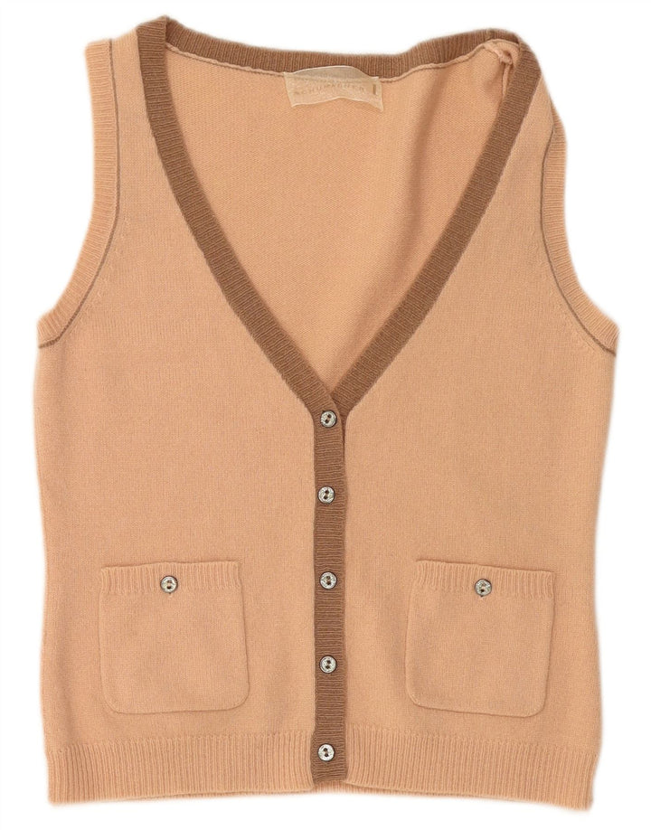 SCHUMACHER Womens Crop Ærmeløs cardigantrøje UK 14 Large Pink Uld