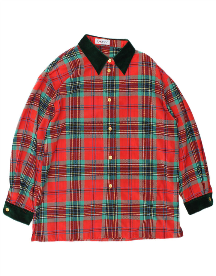 Bianca Dame Loose Fit Skjorte IT 42 Medium Rød Ternet polyester