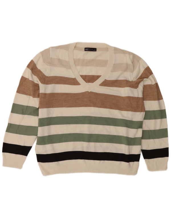Marks & Spencer Dame V-hals sweater UK 16 Stor Flerfarvet