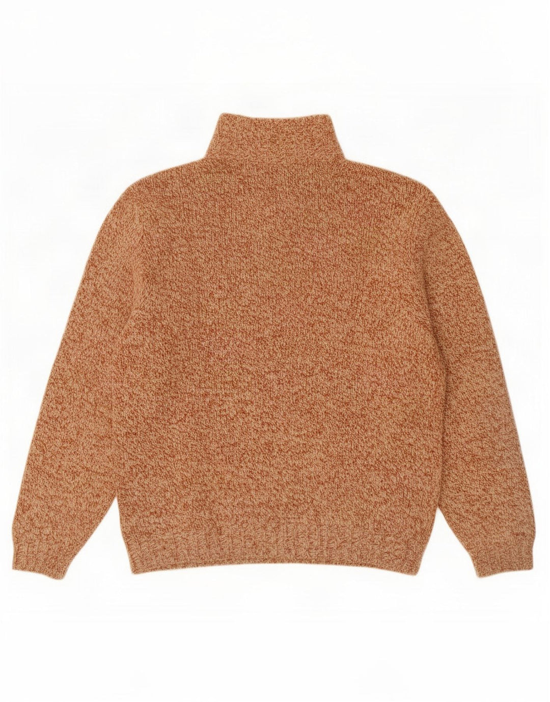 Vintage Herre Button Neck Jumper Sweater Stor Brun Flecked Uld