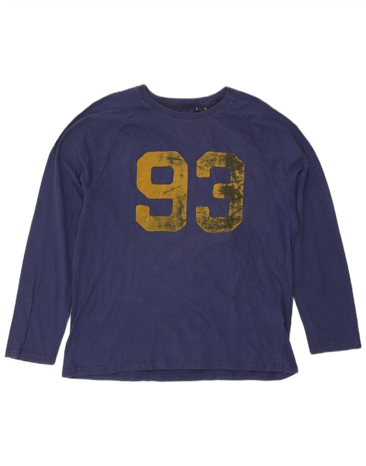 Superdry Herre grafisk top langærmet 2XL marineblå bomuld