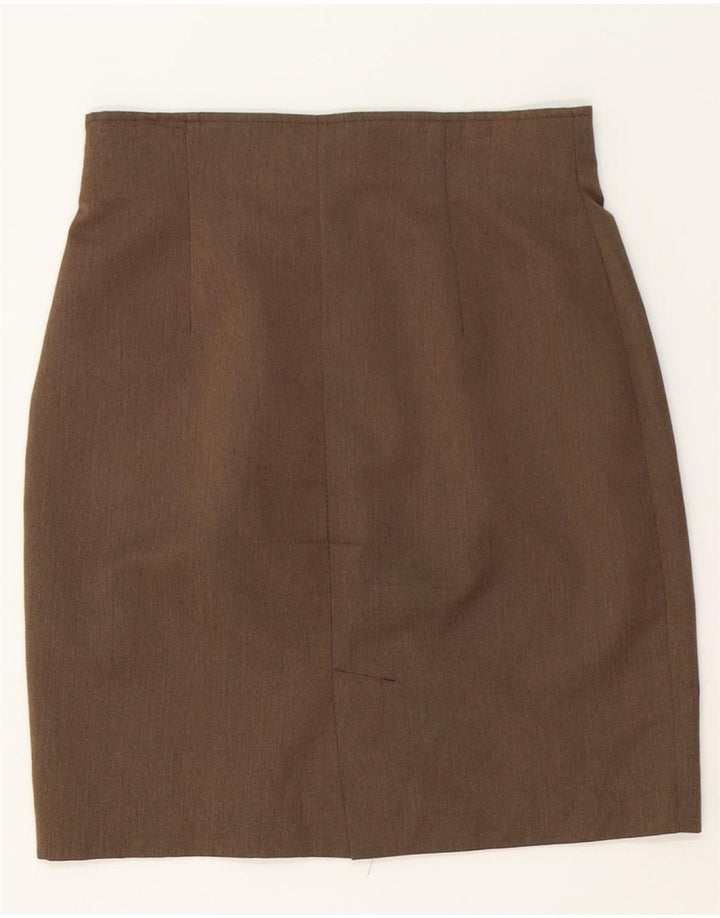 VINTAGE Womens Pencil Skirt IT 44 Medium W28 Brown Polyester Vintage Vintage and Second-Hand Vintage from Messina Hembry 