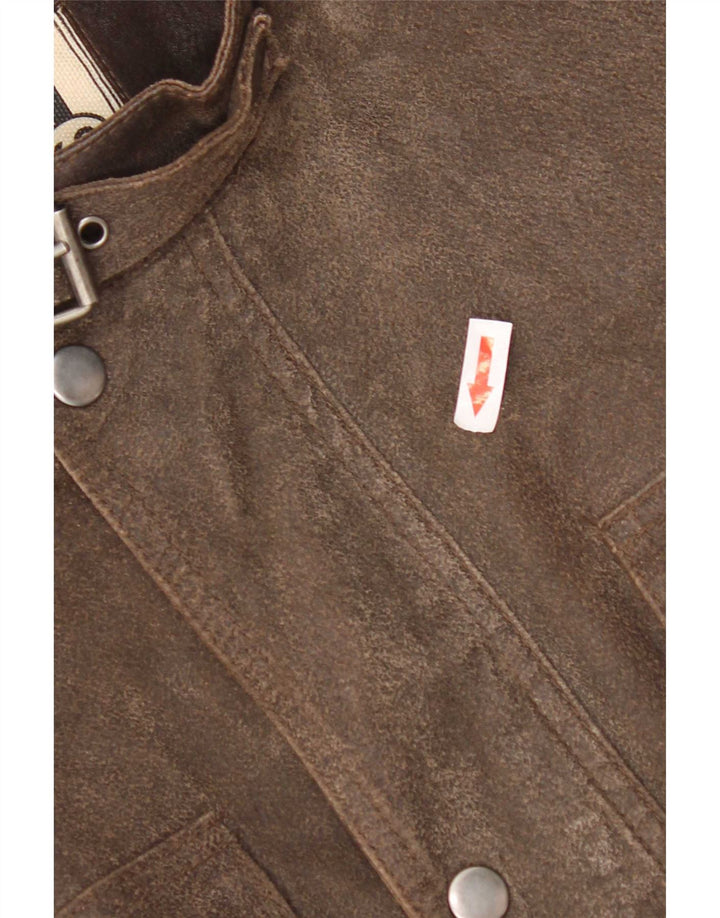 Vintage Herre Motorcykel Læder Utility Jacket UK 38 Medium Brown
