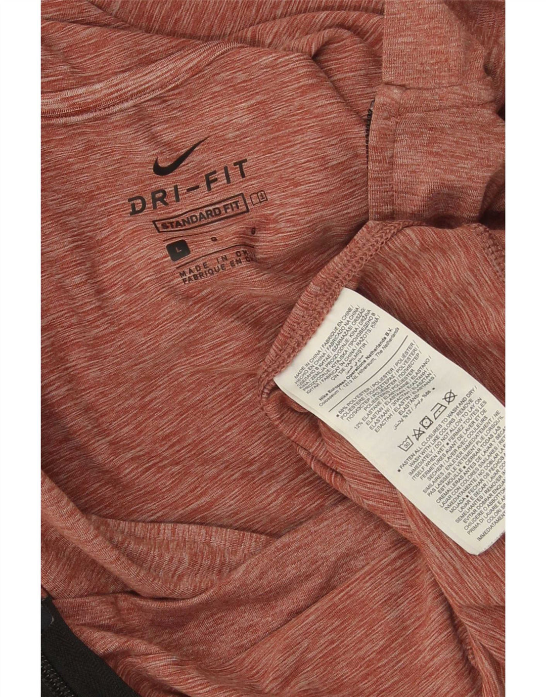 Nike Herre Dri Fit Standard Hættetrøje Sweater med lynlås Large Rød Flecked Polyester