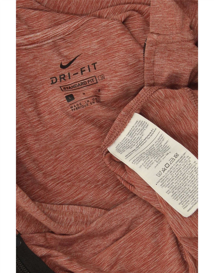 Nike Herre Dri Fit Standard Hættetrøje Sweater med lynlås Large Rød Flecked Polyester