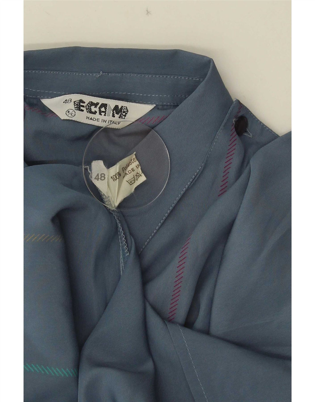 Vintage Dame Pullover Shirt IT 48 XL Blå Stribet Polyester