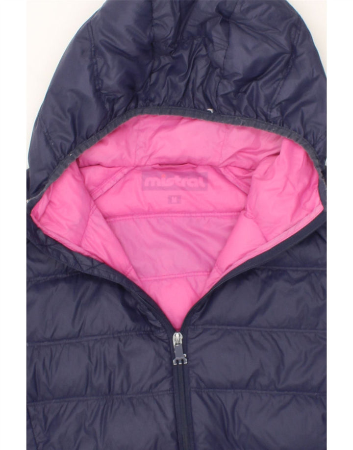 MISTRAL Womens Hooded Padded Jacket UK 14 Medium Navy Blue Polyamide Vintage Mistral and Second-Hand Mistral from Messina Hembry 