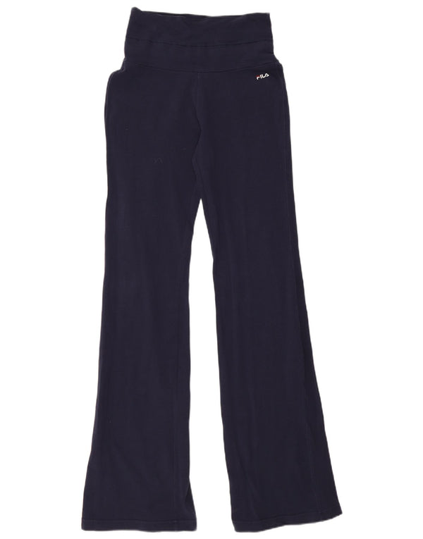 Fila Dame Flare Træningsdragt Bukser UK 10 Small Navy Blue Bomuld
