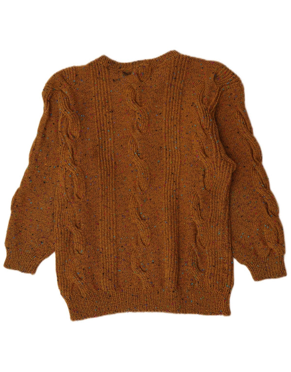 Vintage Dame Boat Neck Jumper Sweater UK 14 Large Brown Flecked