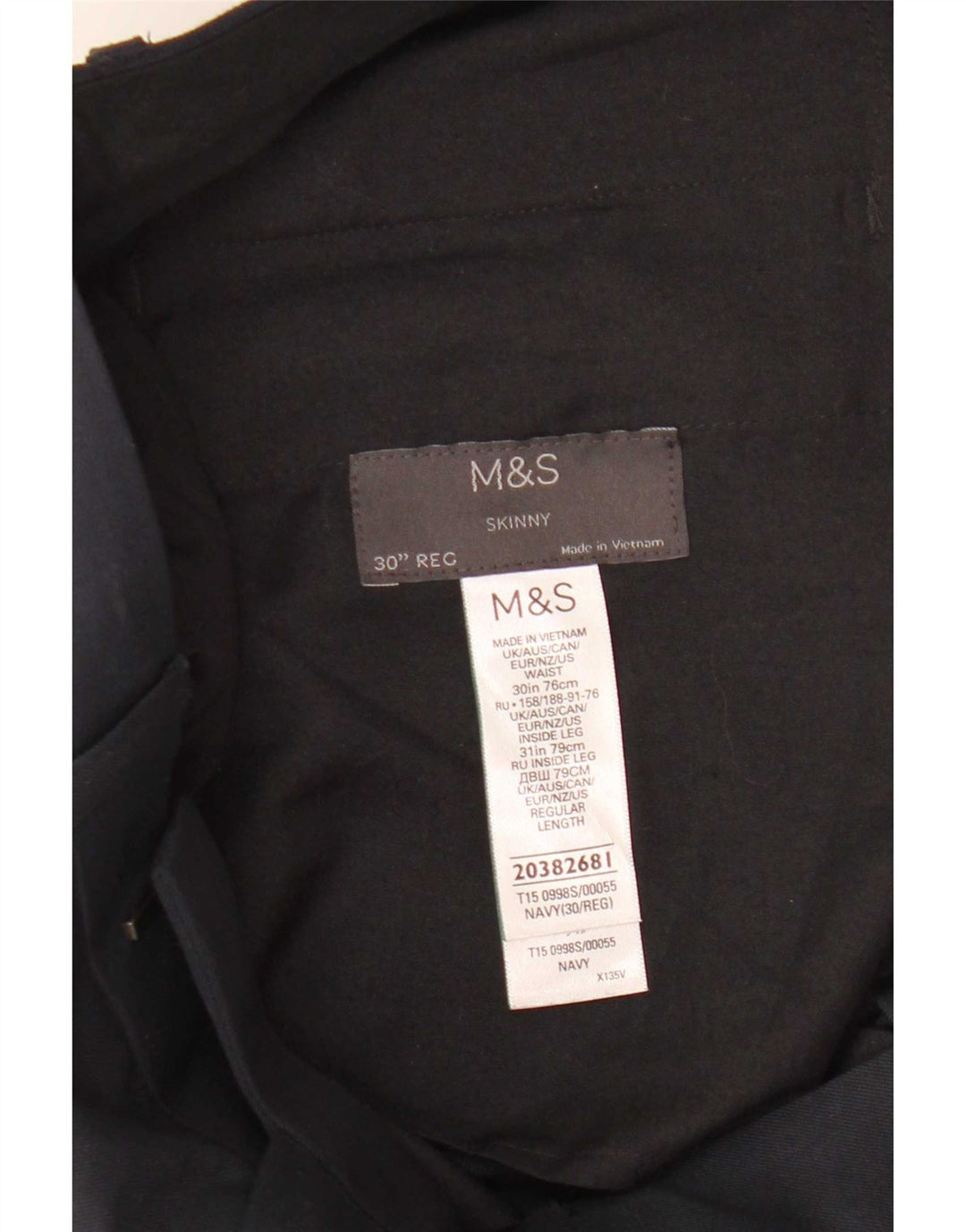 Marks & Spencer Herre Skinny Suit Bukser W30 L31 Marineblå polyester