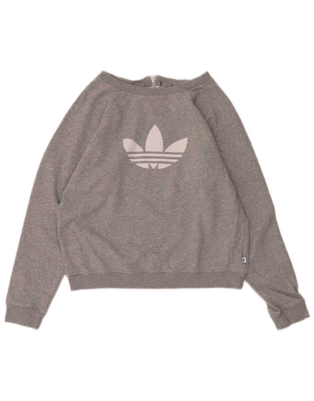 ADIDAS Womens Graphic Sweatshirt Jumper UK 12 Medium Grey Cotton