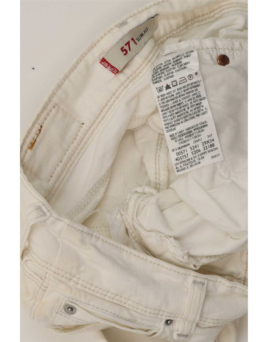 Levi's Dame 571 Slim Jeans W29 L29 Hvid Bomuld