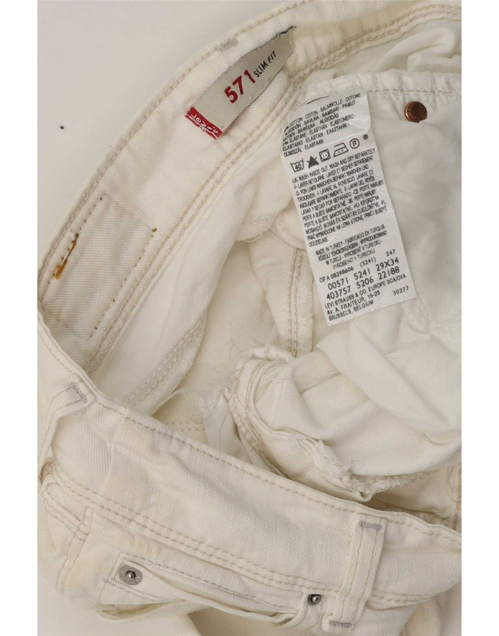 Levi's Dame 571 Slim Jeans W29 L29 Hvid Bomuld