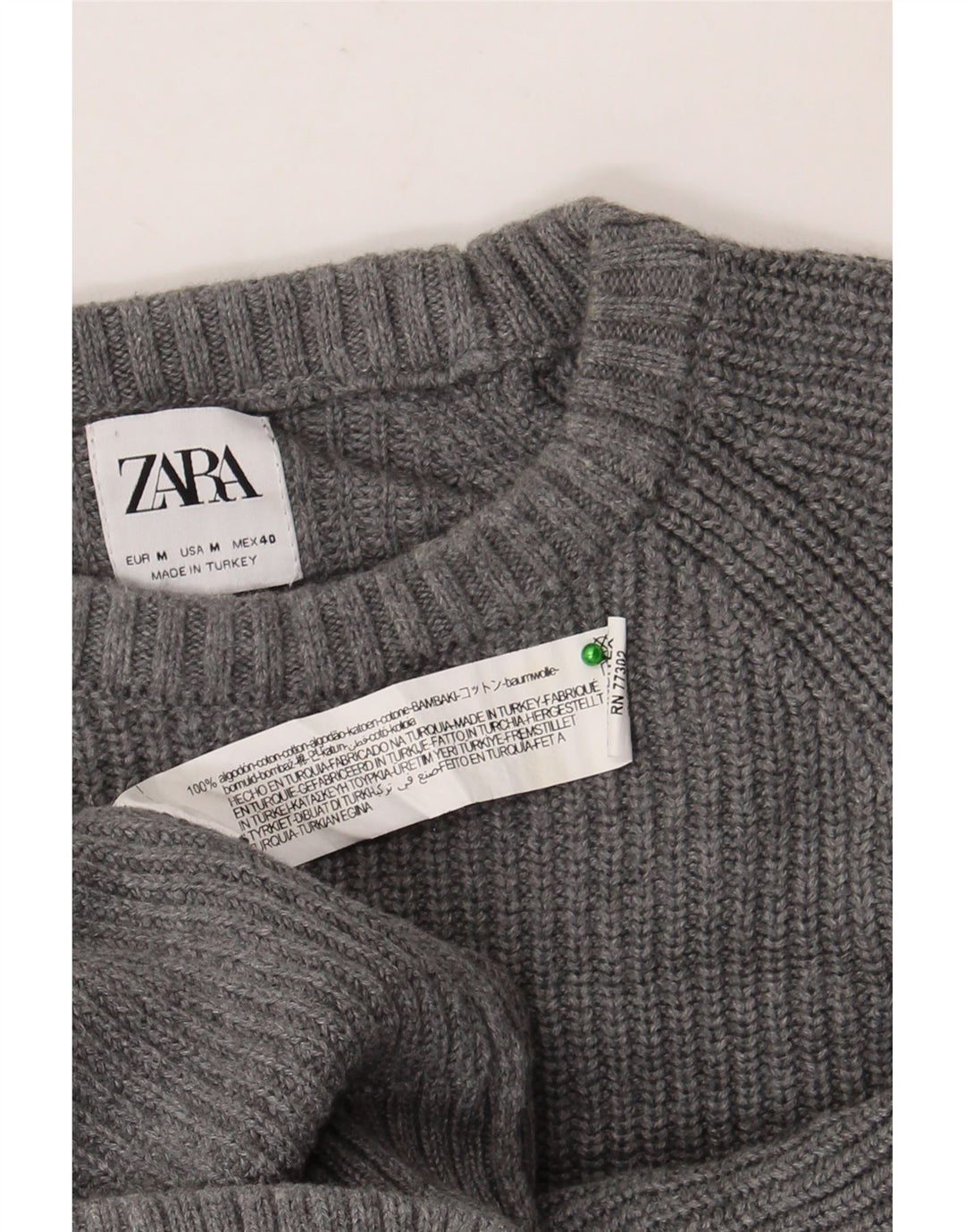 Zara Herre Boat Neck Jumper Sweater Medium Grey Bomuld