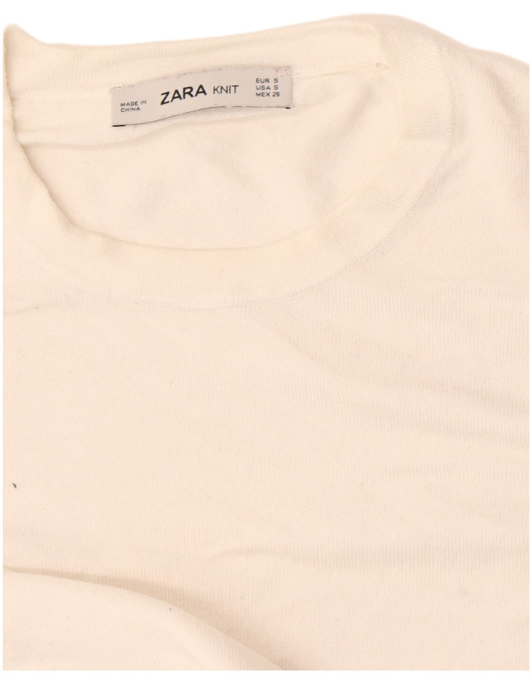 Zara Womens Crop Crew Neck Jumper Sweater UK 10 Small White