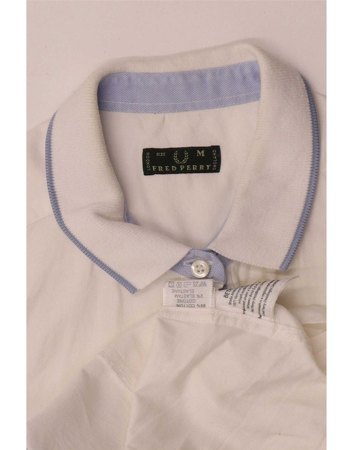Fred Perry Dame Kortærmet Regular Fit Skjorte UK 12 Medium White Bomuld