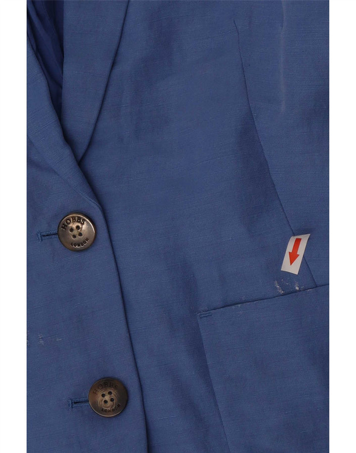 Hobbs Dame 2 Button Blazer Jacket UK 10 Small Blue Linen