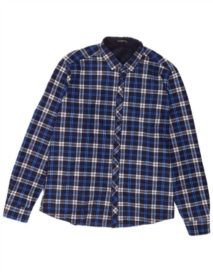 Vintage flannelskjorte til mænd 2XL blå ternet