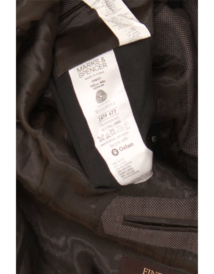 Marks & Spencer Herre 2-knaps blazerjakke UK 40 Medium Brown Flecked Wool