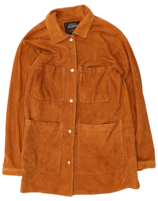 Pull & Bear Womens Suede Jacket UK 10 Small Beige