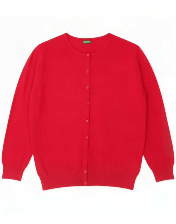 Benetton Dame Cardigan Sweater UK 16 Large Pink Wool