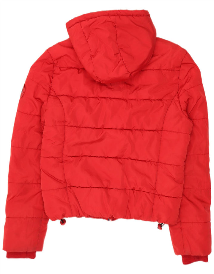 Superdry Polstret hættejakke til kvinder UK 14 Medium Rød Polyester