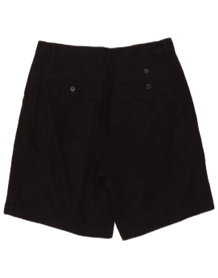 Dkny Womens High Waist Chino Shorts W30 Medium Black Bomuld