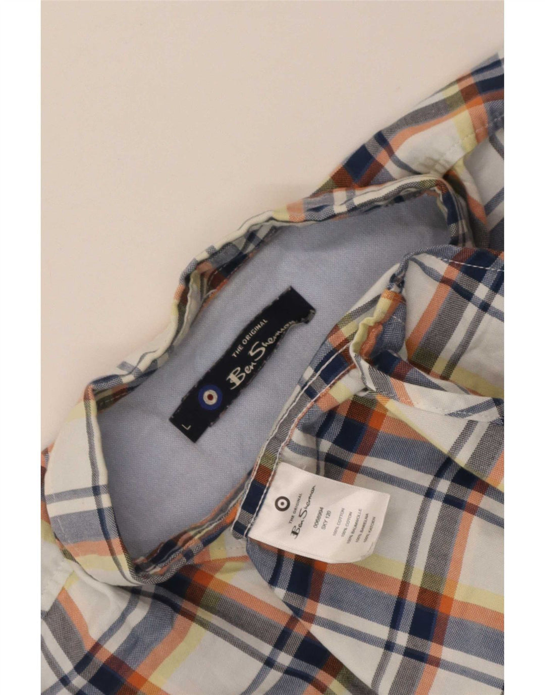 Ben Sherman kortærmet herreskjorte Stor blå ternet bomuld