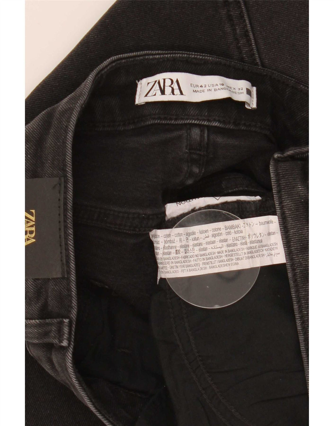 Zara Womens Crop Bootcut Jeans EU 42 Large W32 L26 Black Bomuld