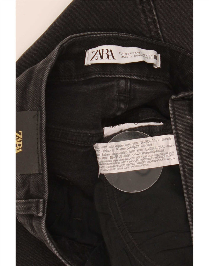 Zara Womens Crop Bootcut Jeans EU 42 Large W32 L26 Black Bomuld